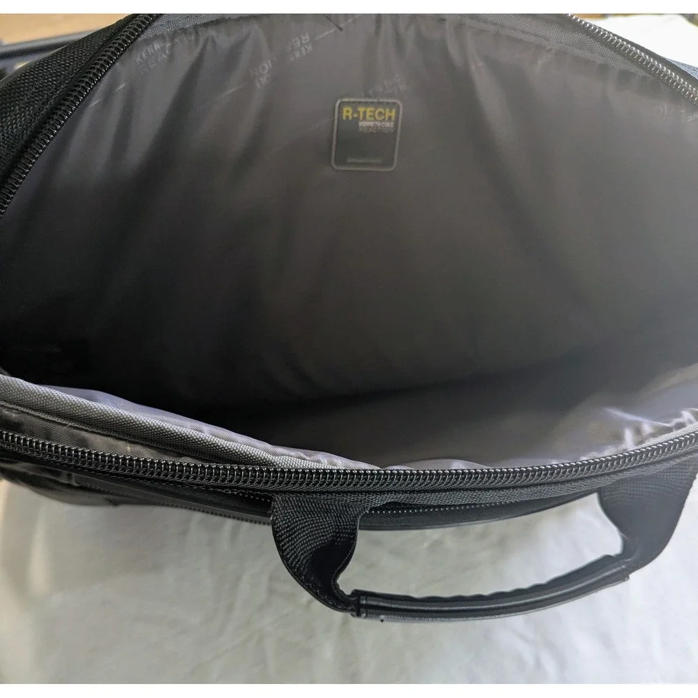 Kenneth Cole Reaction Briefcase Bag Black Nylon Laptop Messenger Bag R-Tech